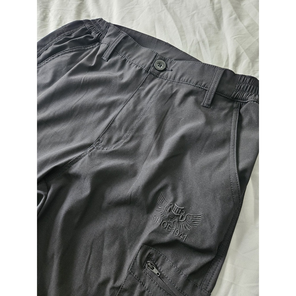 Yawho Sports Cargo Pants Legendary Since 1941 Black Elastic Waist Size Small - Picture 4 of 8